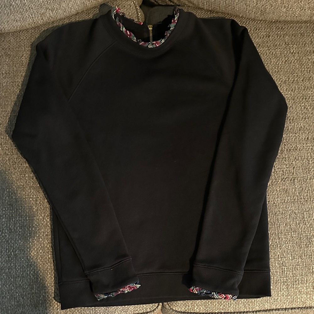 J.Crew Mercantile XS black holiday sweater plaid lining